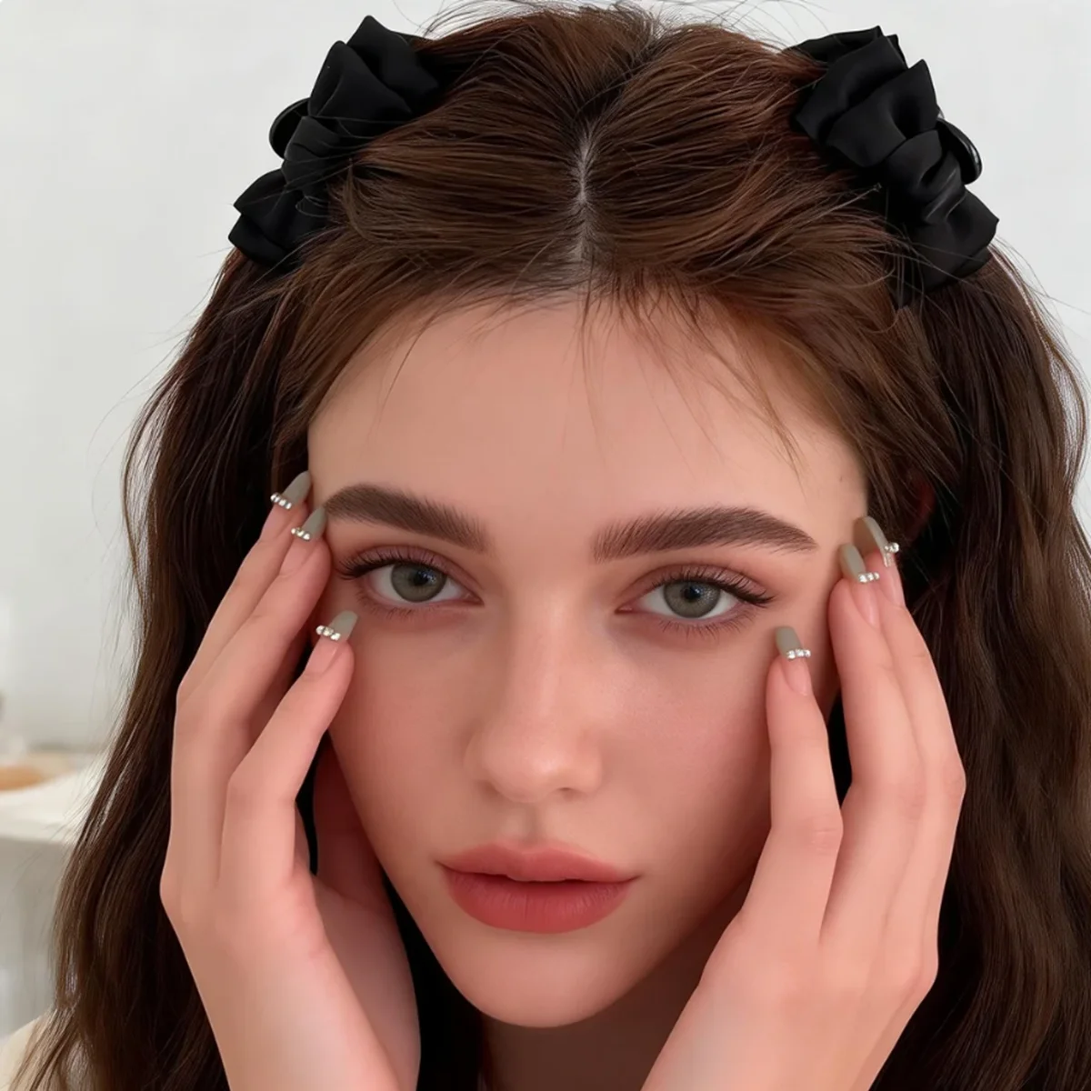 2 Stück Schwarze Satin-Schleifen-Haarspangen für Frauen, Niedliche Mini-Schleifen-Haarklammern, Y2K Haaraccessoires für Zöpfe und Tägliche Frisuren S