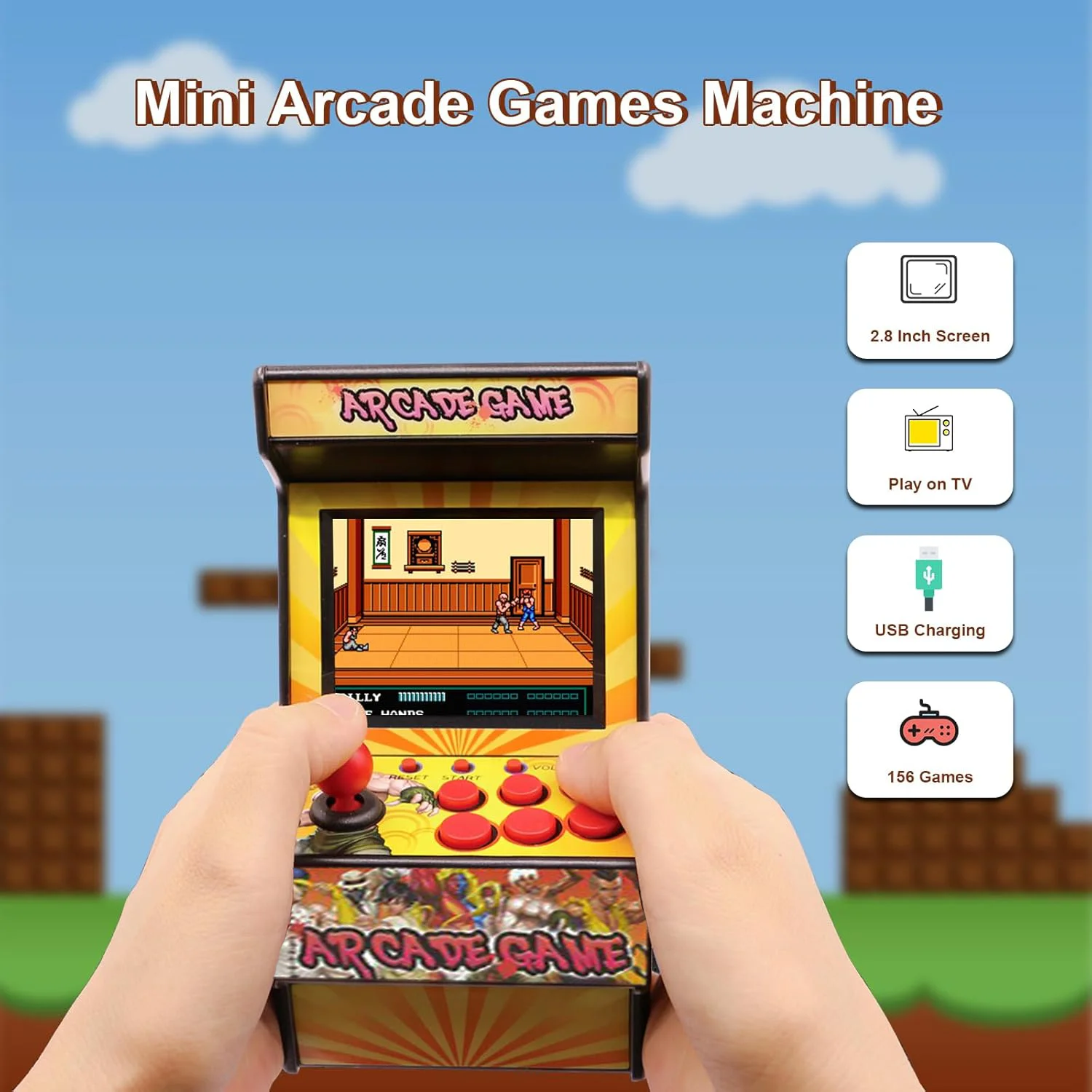 

2,8-дюймовая 16-битная мини-портативная игровая консоль, встроенная 156 классических игр, аркадная машина, игровая консоль для Sega AV-выхода