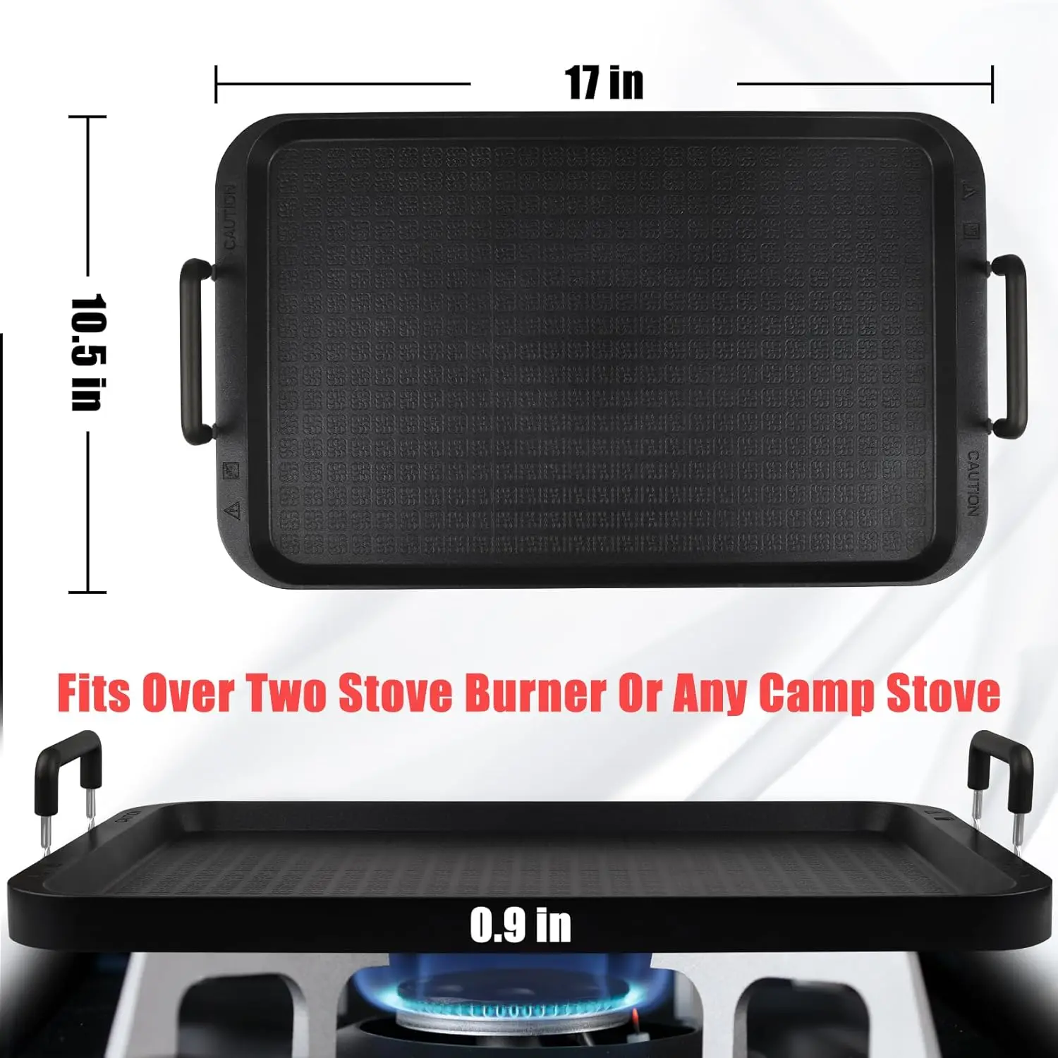 2 Burner Griddle Pan with Glass Lid,Stove Top Flat Griddle for Glass Stove Top,Aluminum Pancake Griddle,Non-Stick Griddl