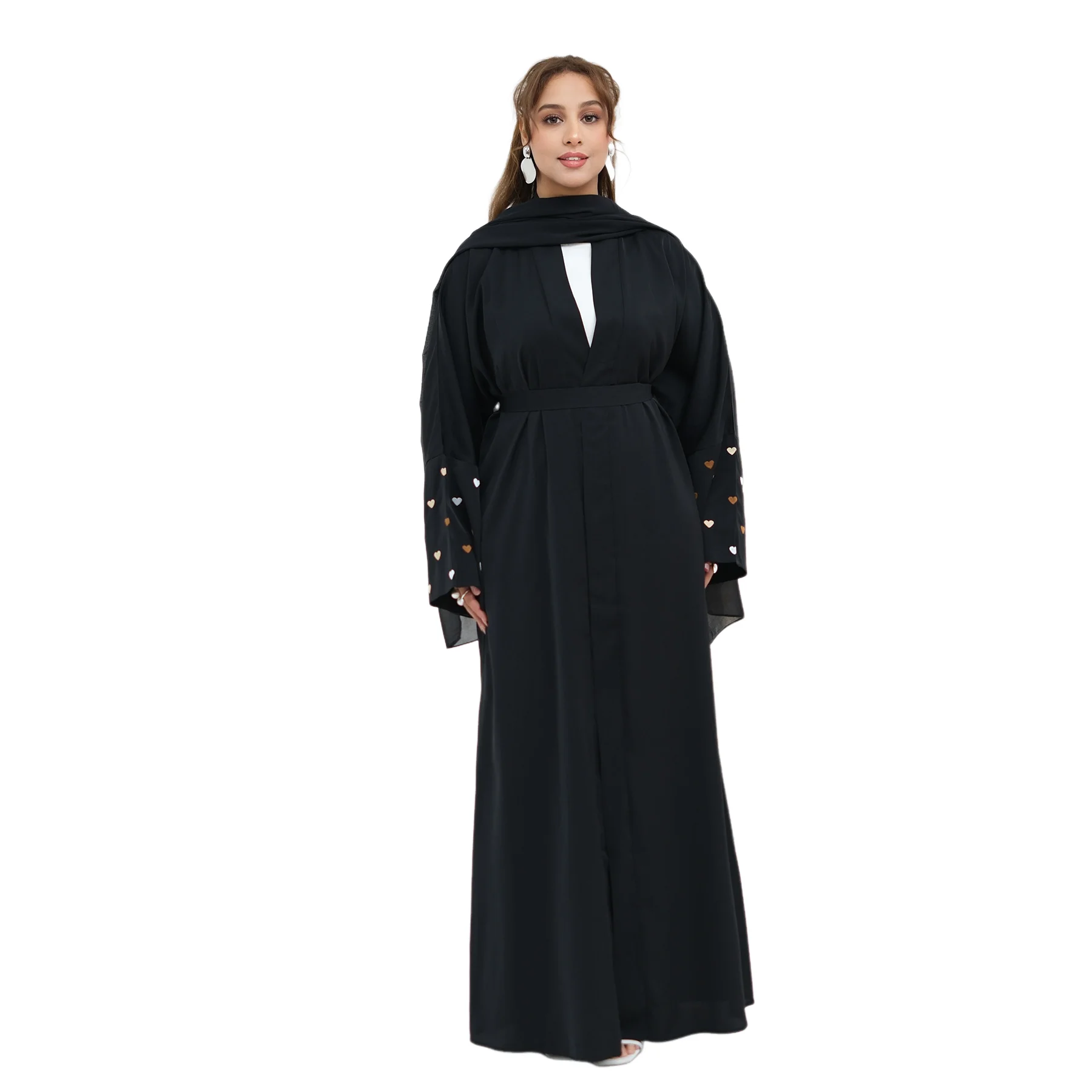 

New Embroidery Cardigan Women Muslim Hijab Dress Set Ramadan Eid Kebaya Kimono Jalabiya Dubai Abaya Turkey Kaftan Islam Clothing