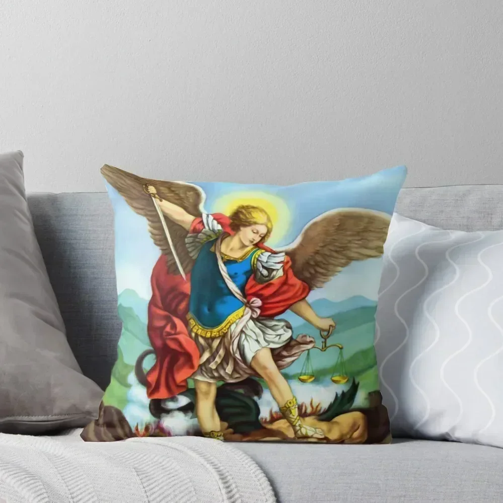 

St Michael the Archangel Angel Catholic Saint Throw Pillow Couch Cushions christmas ornaments 2025 pillow