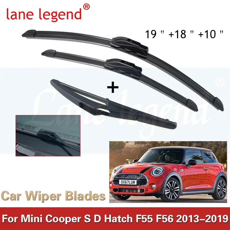 For MINI Mini One Cooper S D Hatch F55 F56 2013 - 2019 Car Front Rear Wiper Blades Windscreen Wipers Auto Windshield 19