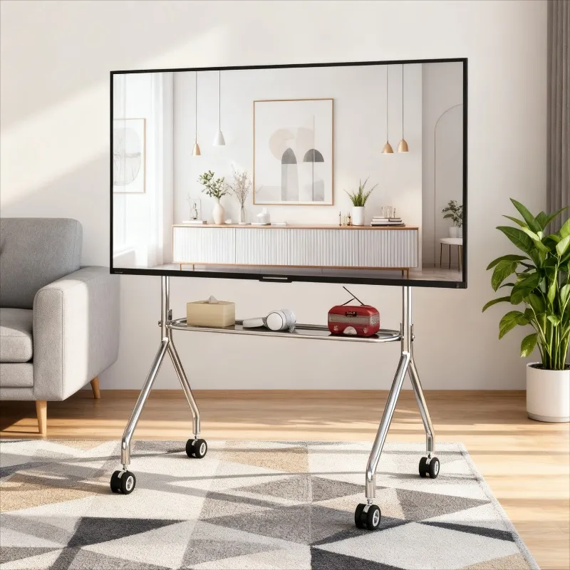 Multifunktionaler TV-Ständer aus Edelstahl, passend für 32–75 Zoll, mit Stauraum, Wohnzimmer, Spielzimmer, Film, Büro, flexibel, praktisch