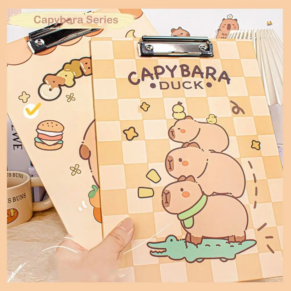ความงาม A4 คลิปบอร์ดโฟลเดอร์ดูดีแฟ้มเก็บ Capybara แฟ้มโฟลเดอร์เอกสารผู้ถือกระดาษการเขียนคลิปบอร์ด