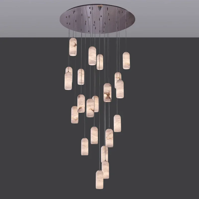 

.Spanish Empty Duplex Building Stair Light Hollow Floor Hall Lamp Modern Light Luxury Villa Living Room.