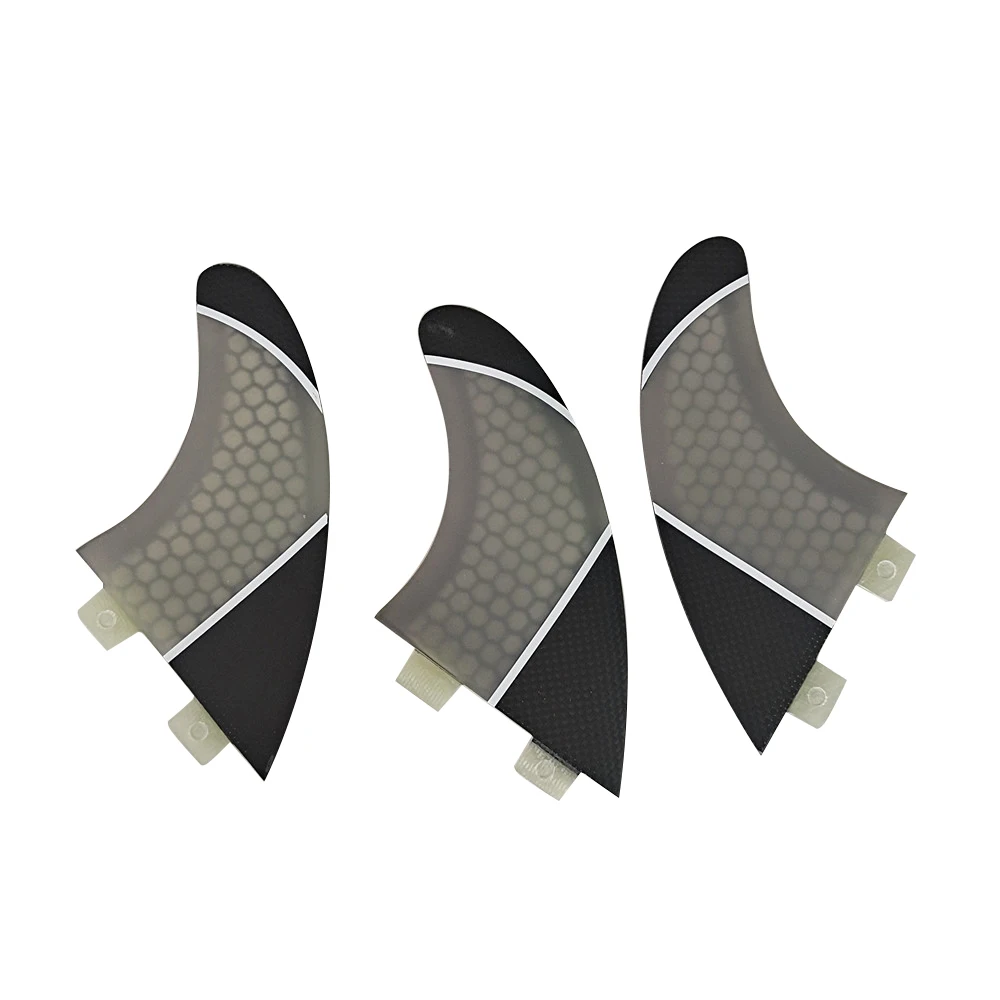 Double Tabs PM-M Fins Surfboard Thuster 3pcs/set Fiberglass Honeycomb Grey Color SUP Board Accessories