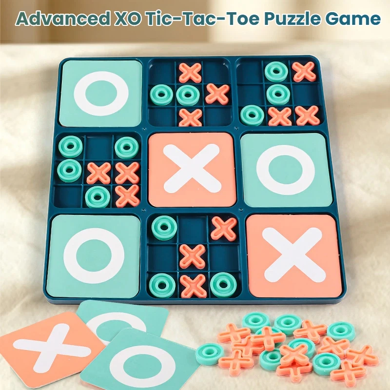 Tic Tac Toe Board Games Kids Table Toy Logical Thinking Challenge Brain Teasers Parent-Child Interactive Strategy Toys Xmas Gift