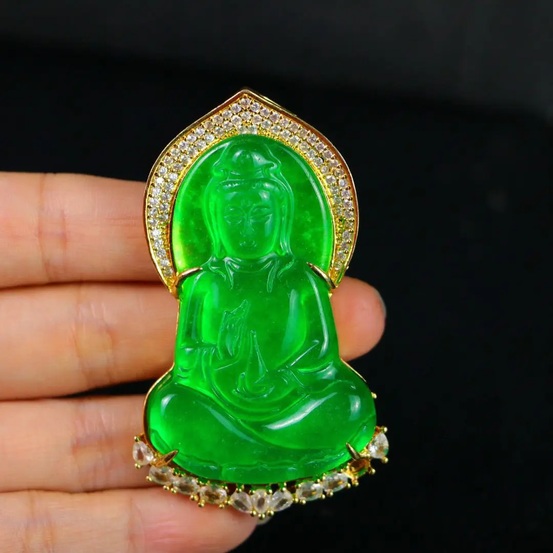 

Perfect High Ice Seiko inlaid Guanyin brand exquisite jewelry, free chain, free box Wenwan jewelry
