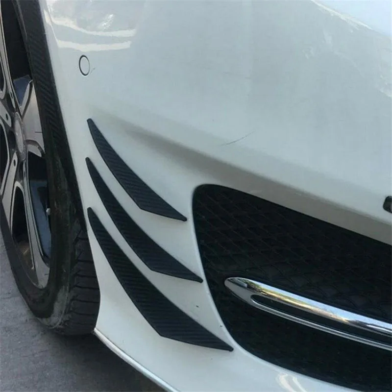 Car Modified Surround Crash Strip Carbon Fiber Stripe 6 Piece Set Universal Crescent Wind Knife Front Bumper Side Skirt Spoiler