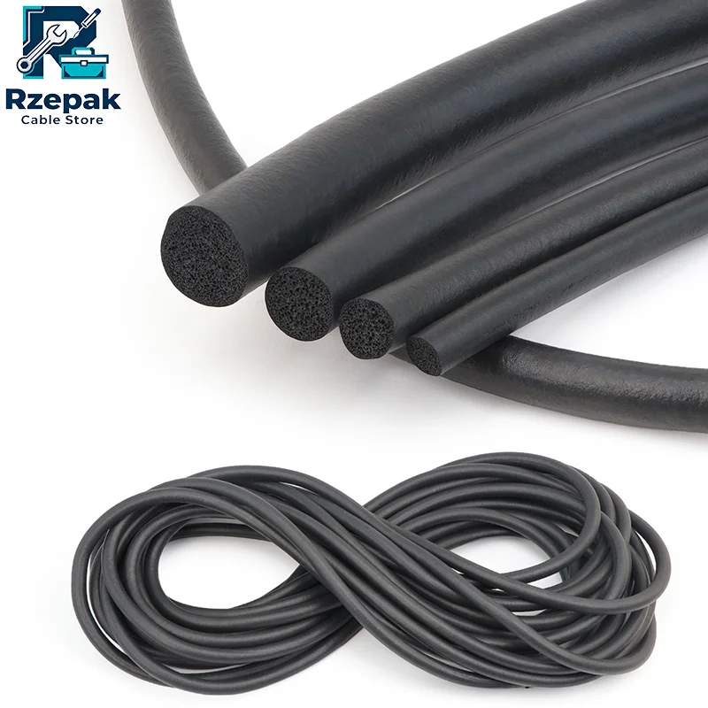 1-10M Weatherproof Black EPDM Foam Round Sponge Rubber Cord Seal Strip 2-20mm Replacement Sealing Strip For Cabinet Door