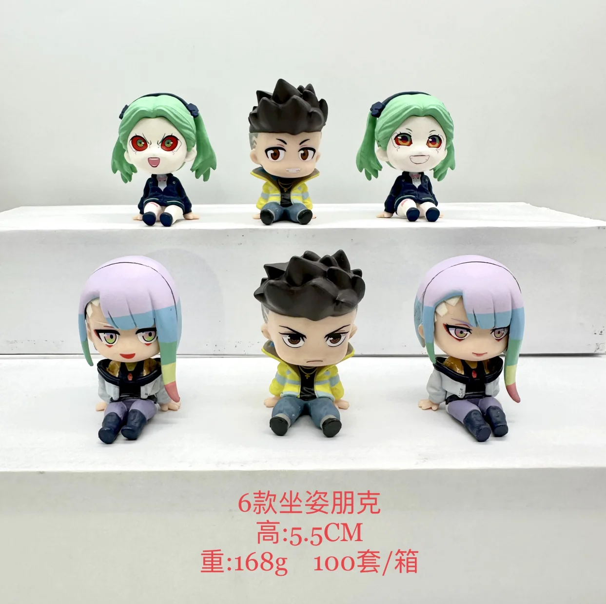 BANDAI 6 stks/1 set Anime Cyberpunk: Edgerunners Figuur David Martinez Lucy Rebecca Figuur Speelgoed Gift Acton Figuur Set Pop 6 CM