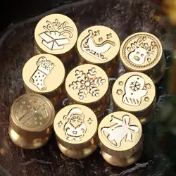 Merry Christmas Brass Sealing Wax Stamp Snowflake Gift Bell Bow Angel Deer Tree Santa Claus For New Year Invitation Scrapbooking