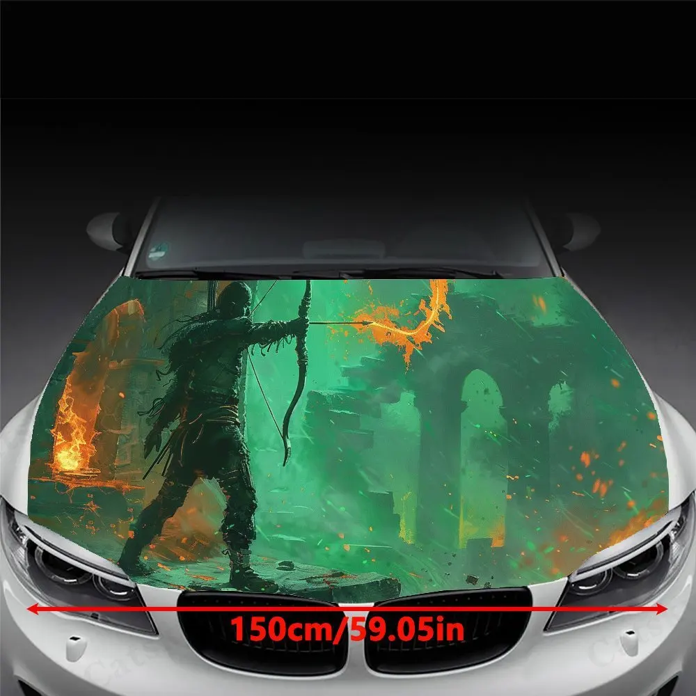 Magic Green Hunting - Field Shooter Pattern car hood stickers, waterproof self-adhesive, scratch resistant, easy to stick, durab