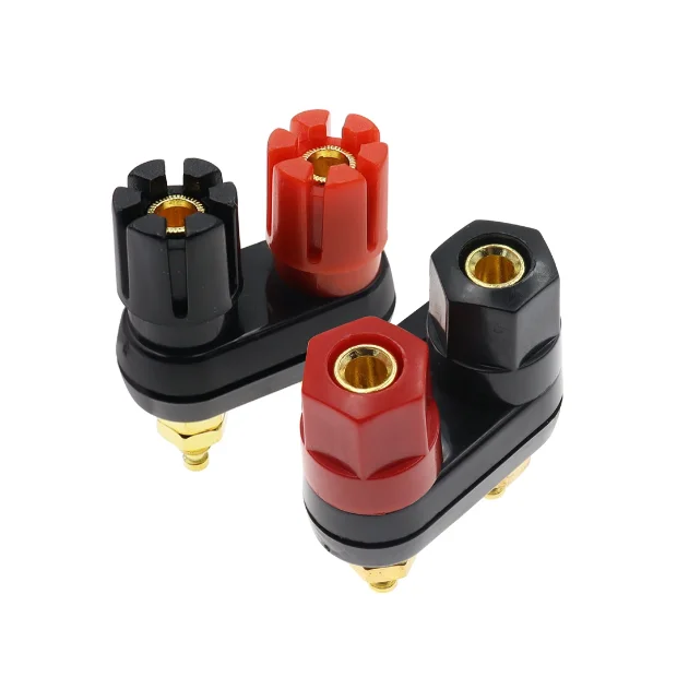 Siamese double position audio amplifier terminal red black double hex double plum head 4MM banana socket terminal block