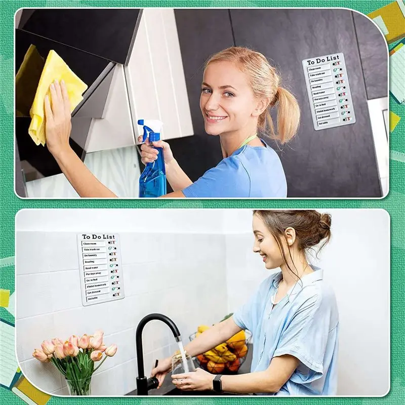 BAAG-8 Pcs To Do List Memo Board Removable Message Board Plastic RV Checklist Personal Schedule Board With 8 Cards