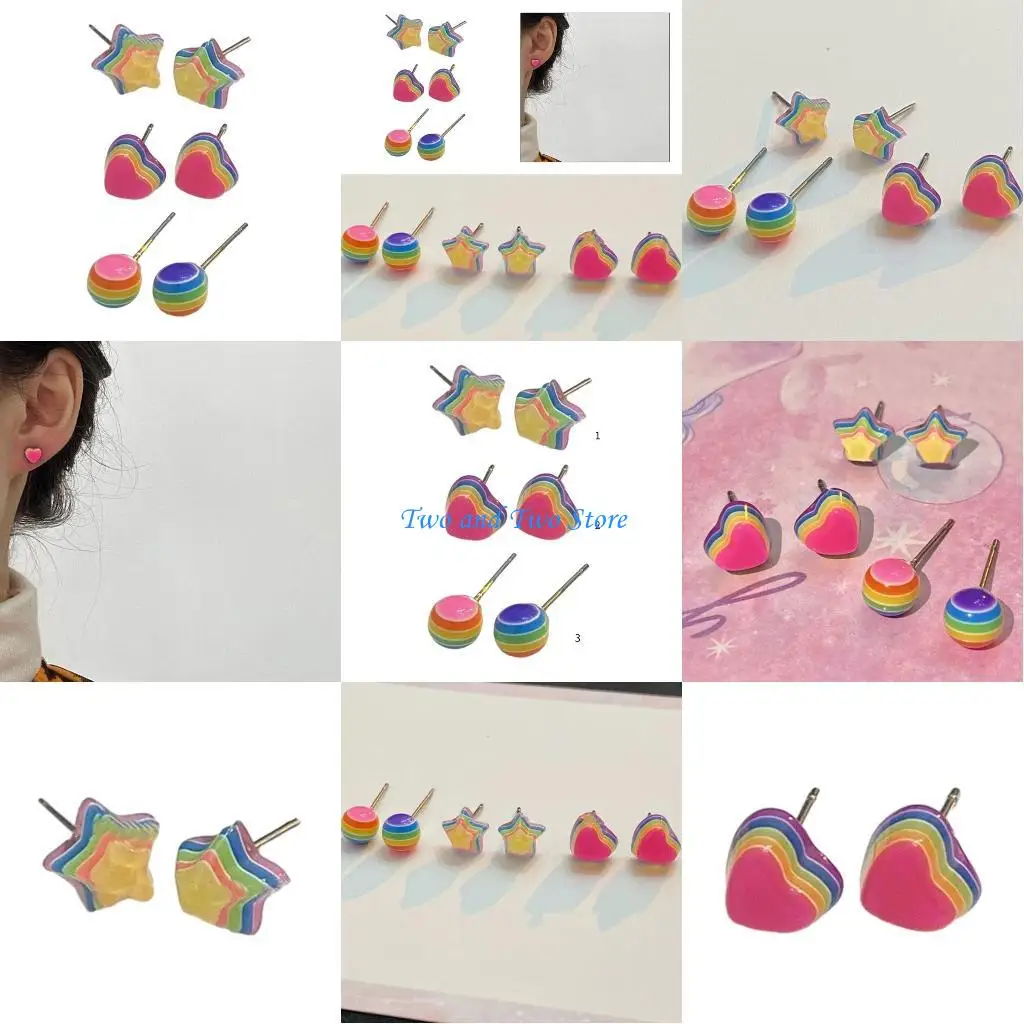 

HX6F Серебро 925 пробы, Радужные украшения для ушей, вечерние украшения для женщин и девочек, подарки