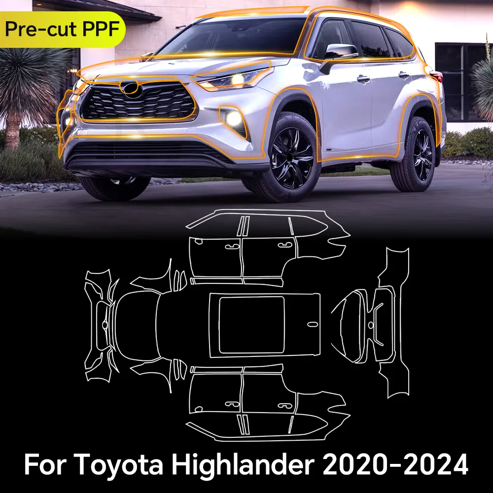 

For Toyota Highlander 2020-2024 TPU Paint Protection Film Clear Bra Car Body Anti-scratch Pre-cut PPF Resistant Invisible Cover