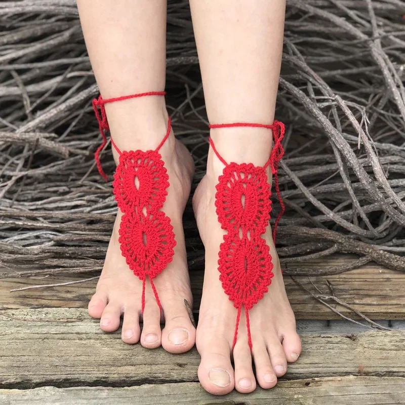 Hot Selling European and American Foot Chains Pure Cotton Handmade Crochet Dance Yoga Special Foot Accessories