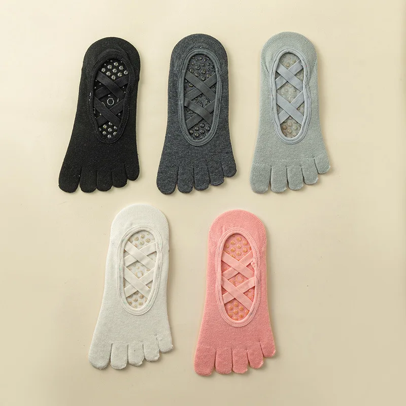 

Women Professional Silicone Non-slip Dance Sports Socks Five-finger Yoga Socks Backless Breathable Bandage Ballet Pilates Socks