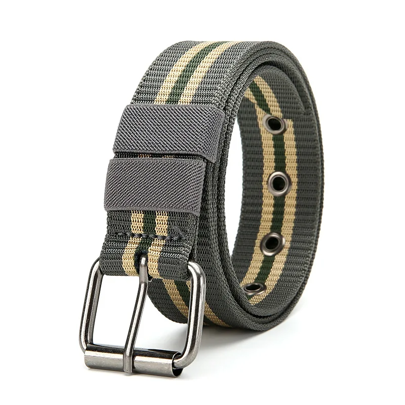 Men's Canvas Nylon Pin Buckle Belt for Students, Military Training, Men's Casual Multi-Hole Eyelet Waist Belt