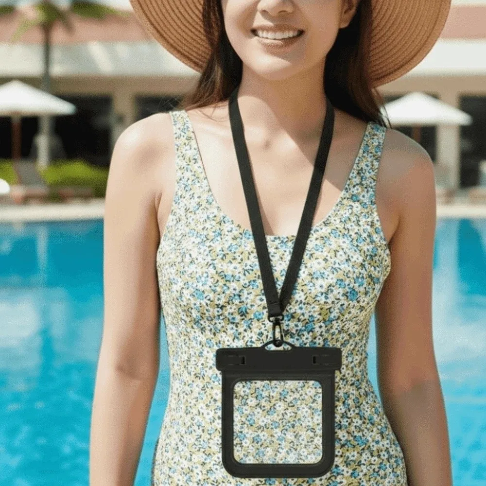 Adjustable Strap Square Waterproof Pouch Sealed Lightweight Transparent Hanging Neck Bag ABS PVC Crossbody Dry Bag Seaside
