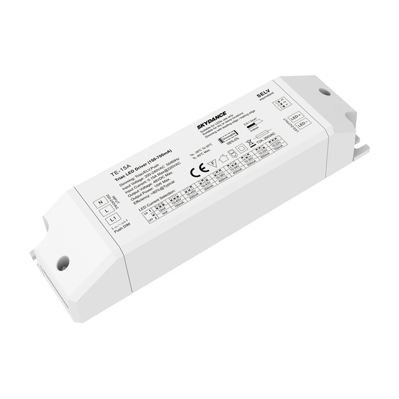 

Светодиодный драйвер Triac с постоянным током и регулировкой яркости, вход AC 200V-240V; выход CC 150mA-1200mA 15W 25W 36W; блок питания с функцией Push Dim.