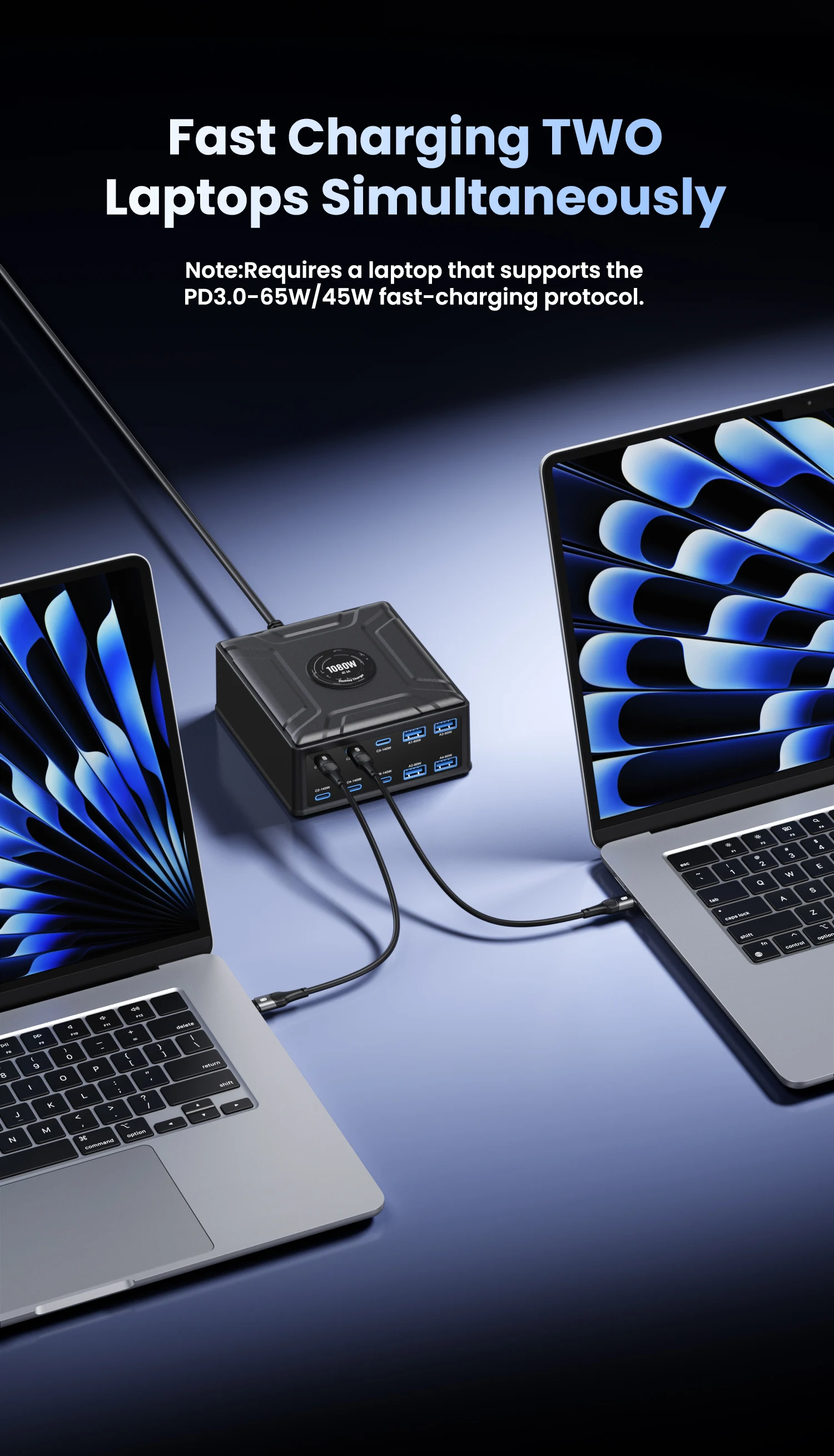 10-Port-GaN-USB-Typ-C-Ladegerät 140W PD3.1 PPS QC4.0 100W Multiport-Schnellladestation für iPhone 17 Samsung Laptop Macbook – Detail 6