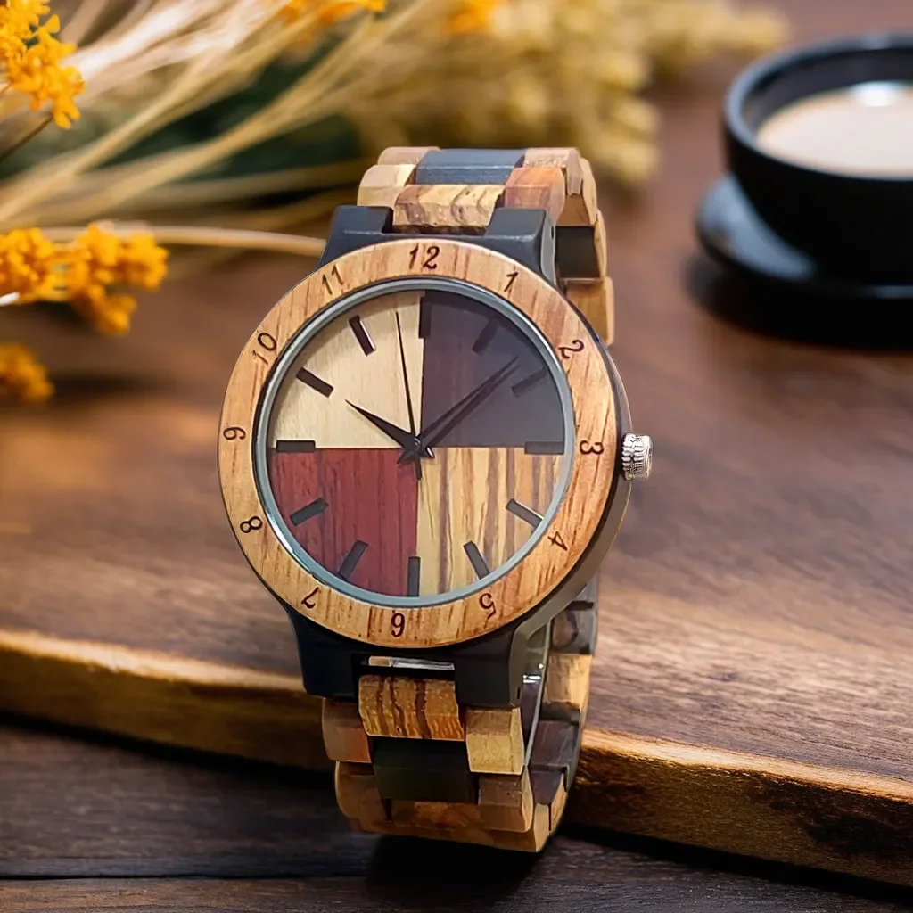 Men's Wrist Watch for Men Personalised Clock Colorful Wooden Timepieces Wood Watches reloj masculinoLogo Customize Dropshipping