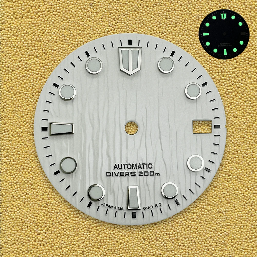 28.5mm S Logo Dial Suitable For NH35/NH36/7S/4R Japanese Movement C3 Green Luminous Watch Modification Accessories