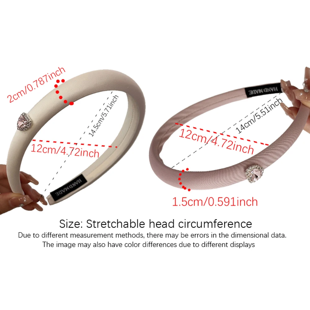 Hair hoop pink heart Rhinestone Pink Hair Band Girls Wash Face Hair Band Makeup Headband Elegant Hair Accessories Female