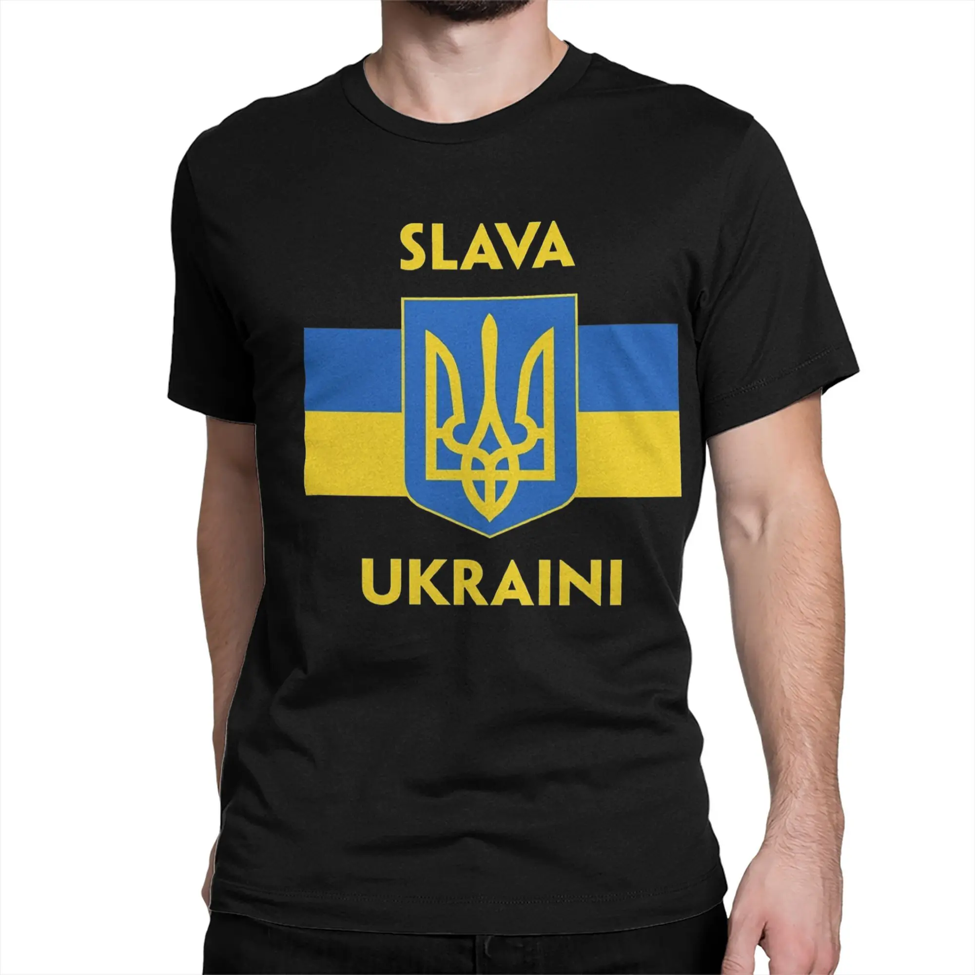 SLAVA UKRAINI TRIDENT Men Women T Shirts GLORY TO UKRAINE SUPPORT UKRAINE PROTEST Tees T-Shirts 100% Cotton Original Clothes