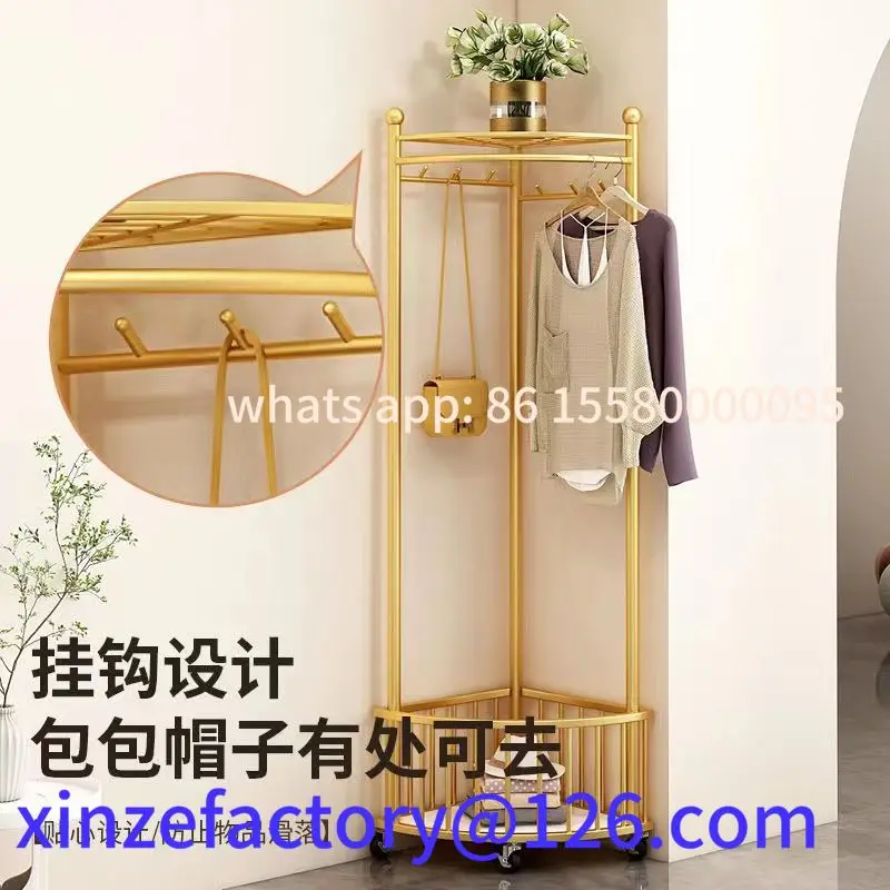 Customizable Corner Coat Rack with Shoe Storage Removable Metal Clothing Rail Floor Standing
