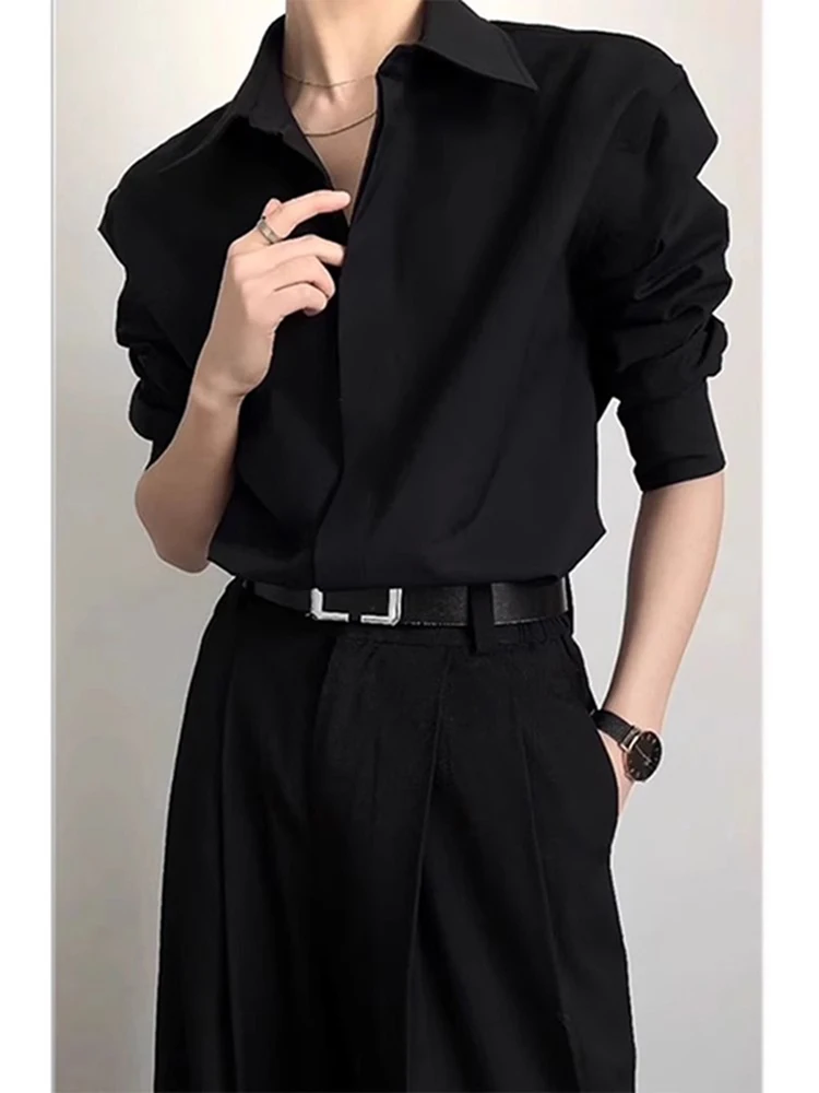 

Bla Neapolitan Ice Silk irt Мужской весь комплект Летний элитный Briti Sle Dapper DK irt Свободный крой Long Sve Button up