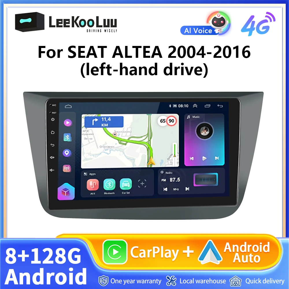 LeeKooLuu Carplay Android Auto Radio For SEAT ALTEA 2004-2016 (left-hand drive) Car Multimedia Player 2Din AutoRadio 4G Wifi GPS