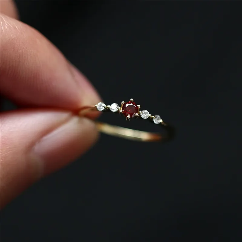 

925 Sterling silver Electroplated 14K Gold Korean Style Small Fresh Geometric Ring For Women Temperament Girlfriend Gift Jewelry