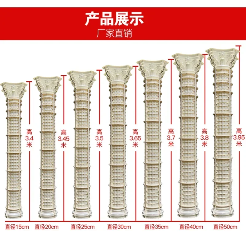 European Roman Column Mold Plastic Steel Cylinder Building Gate Cement Column Exterior Wall Cast-in-place Round