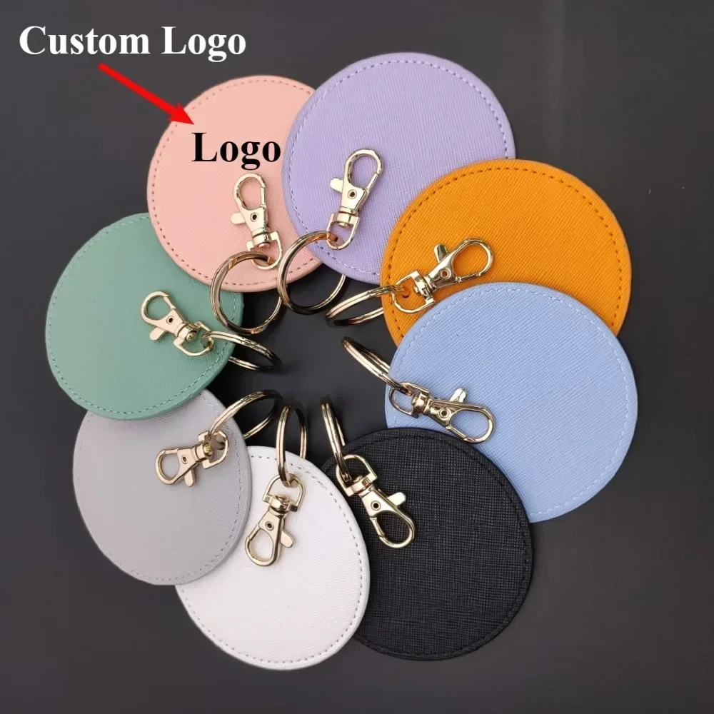 Colour Creative Circle Trendy DIY Mobile Phone Number Car Keychain Keyring Key Chain Ring Leather Metal Neutral Souvenir Gift