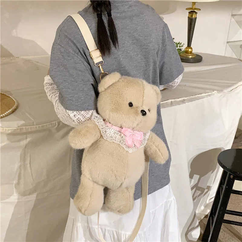 Cartoon Puppy Shoulder Bag Simulation Plush Stuffed Animals Pets Puppy Backpack Cute Large Capacity Decor Bag Birthday Xmas Gift