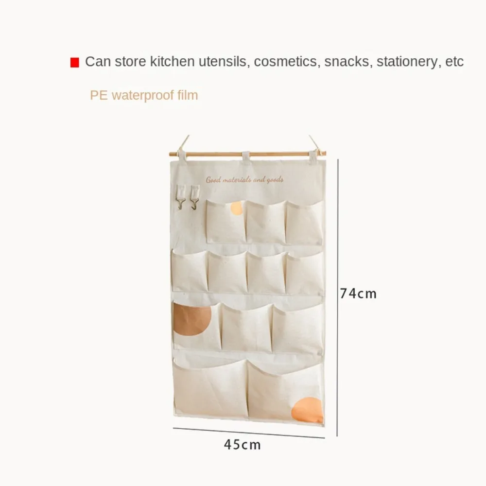 5/12 Pockets Wall Hanging Storage Bag Nordic Style Cotton Linen Door Pouch Ornaments Multifunctional Door Tote Bags Makeup