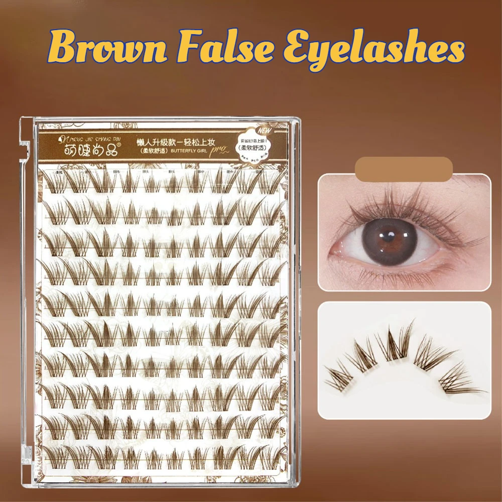 

10 Rows Brown False Eyelashes Large Capacity Rabbit Series Single Cluster Natural Manga Fake Lashes Transparent Terrier Makeup