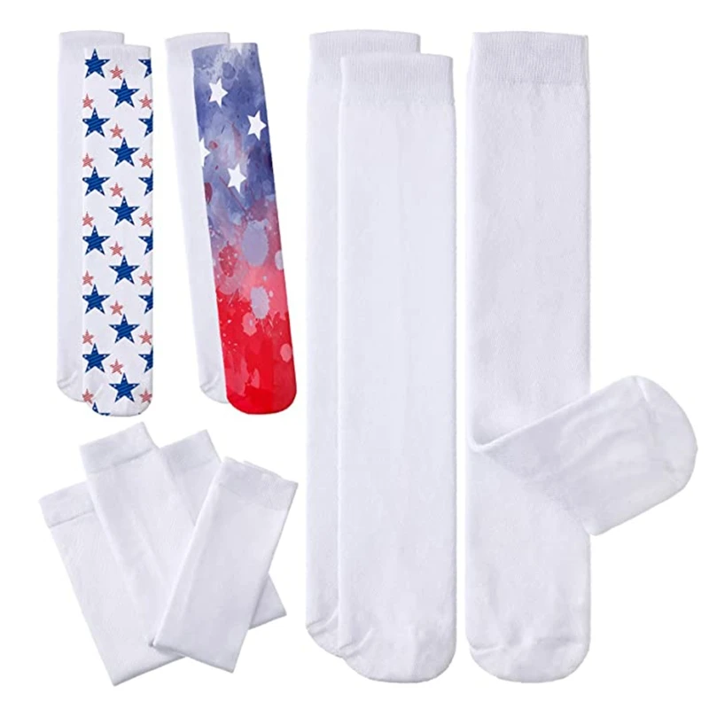 

5Pairs Sublimation Blank Socks DIY Print Heat Transfer Tubbe Dye Sublimation Sock Adults White Personalized Socks