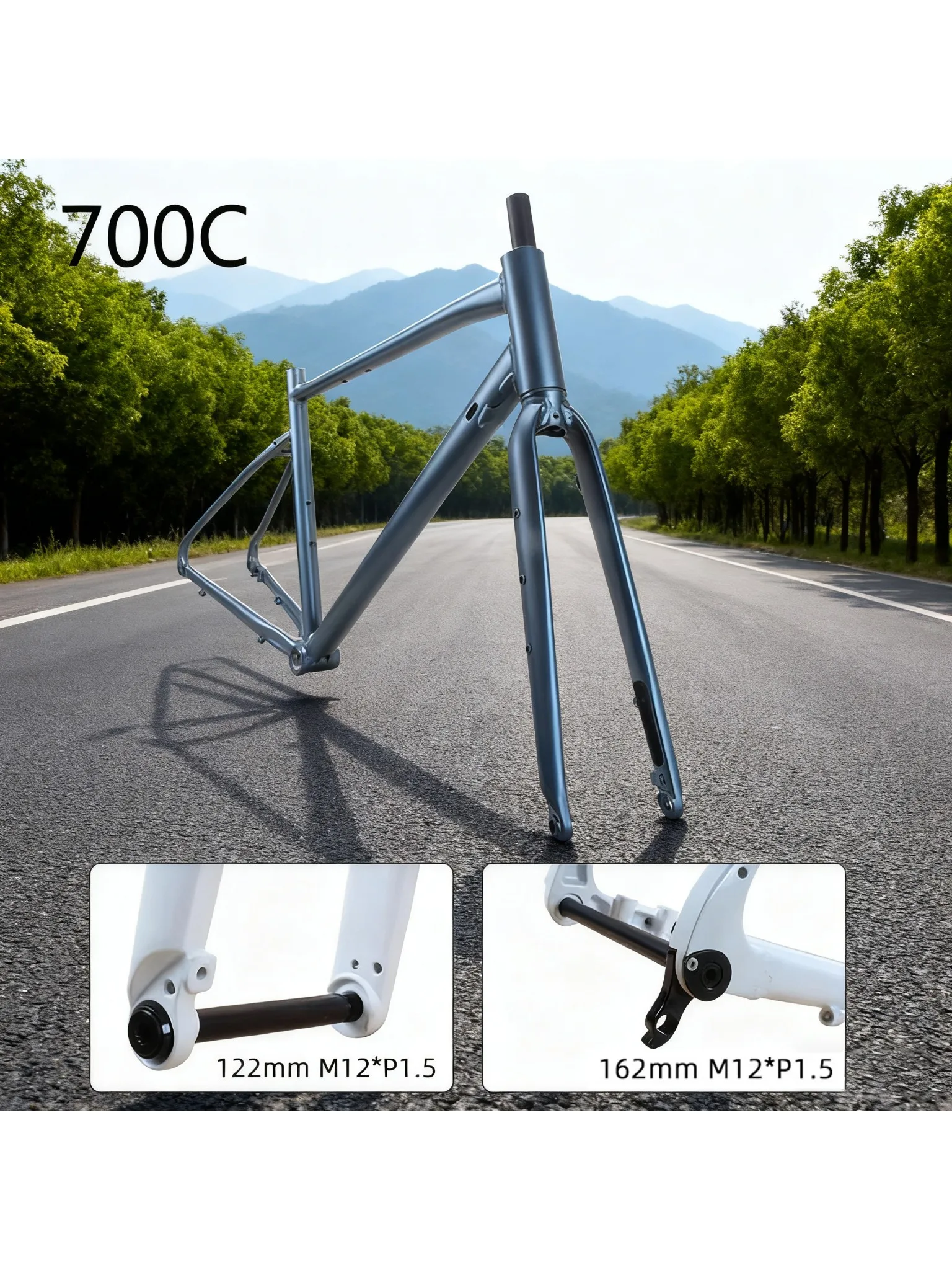 AliExpress NONE 700C Road Bike Frame Gravel Bike Frame Thru Axle Disc Brake 470/520MM Includes Front and Rear Thru Axles ​Bicycle Accessories