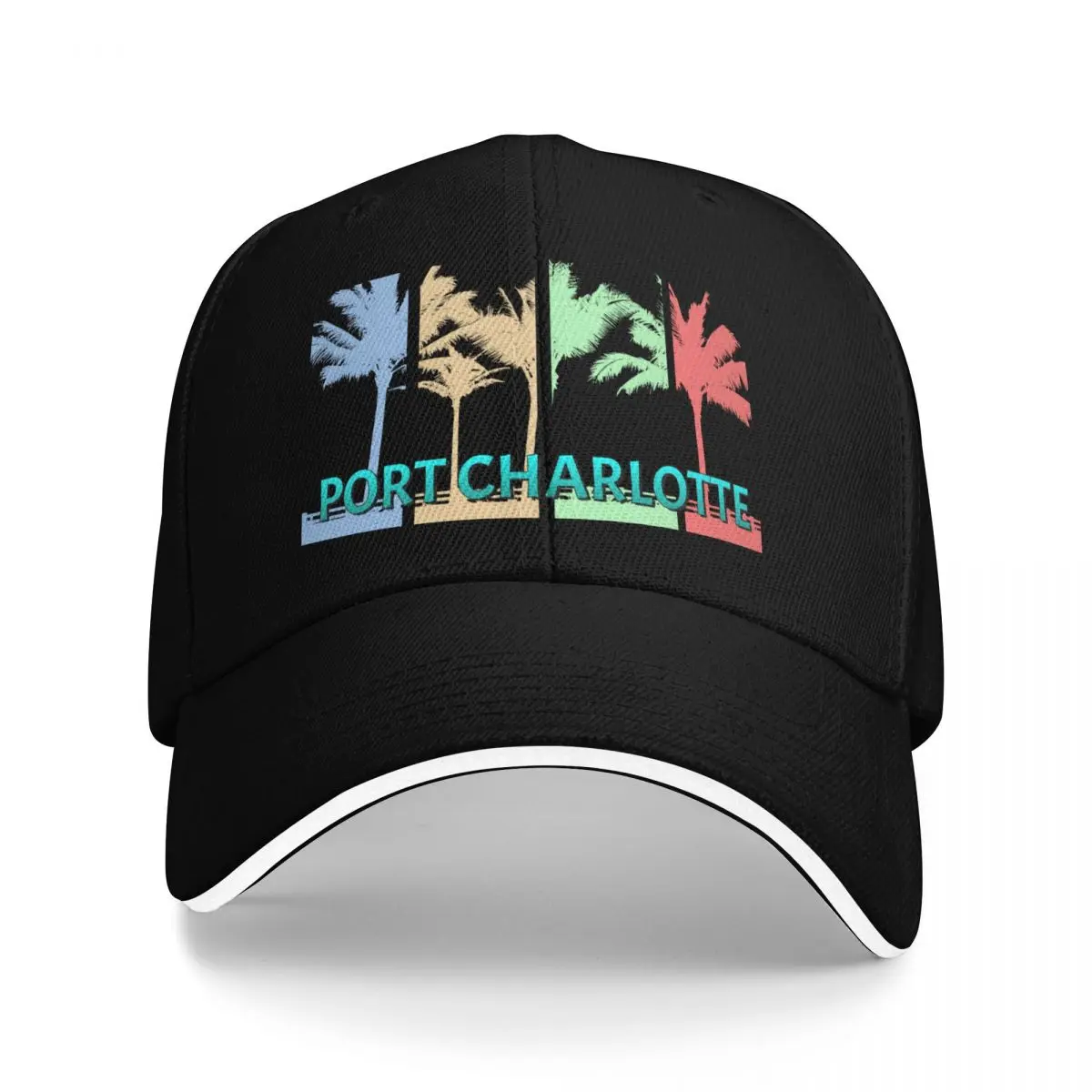 

Port Charlotte, Florida - Multi-Colored Palm Trees Baseball Cap hats for men Icon Male Women's