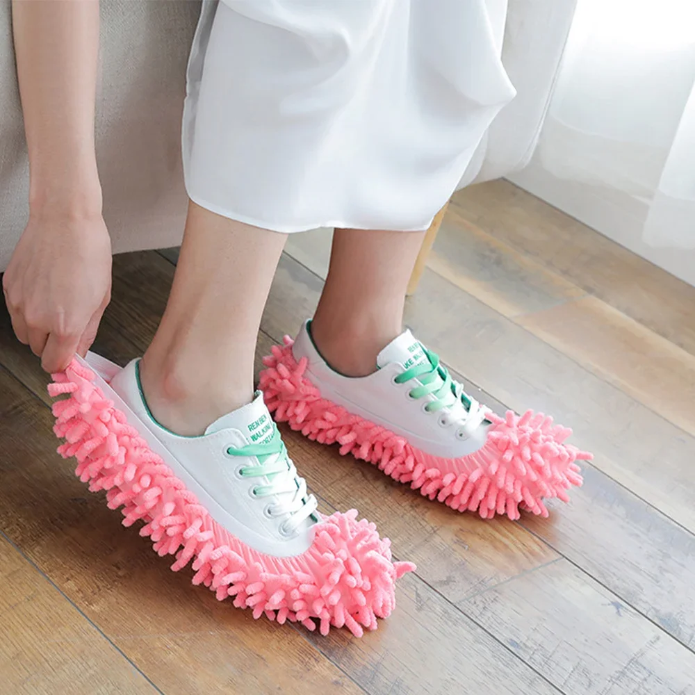 2pc Dust Cleaner Grazing Slippers House Bathroom Floor Cleaning Mop Cleaner Slipper Lazy Shoes Cover Microfiber Duster Cloth