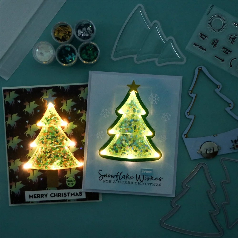 4-18 stücke Weihnachts baum Easy Lights Bundle zur Herstellung von Leucht karten, selbst klebende Leuchte inheiten mit warm weißen LEDs