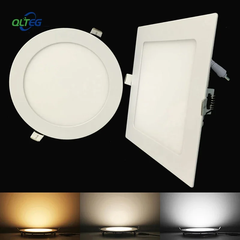 

Ultra Thin LED Panel Downlight 3W 6W 9W 12W15W 18W Round/ Square LED Ceiling Recessed Light AC85-265V LED Panel dimmable lamps