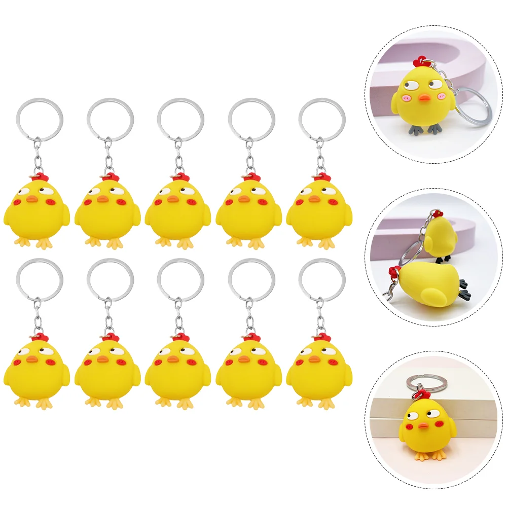 10 Pcs Bunny Little Yellow Chicken Keychain of The Lid Purse Charm Mini Stainless Steel