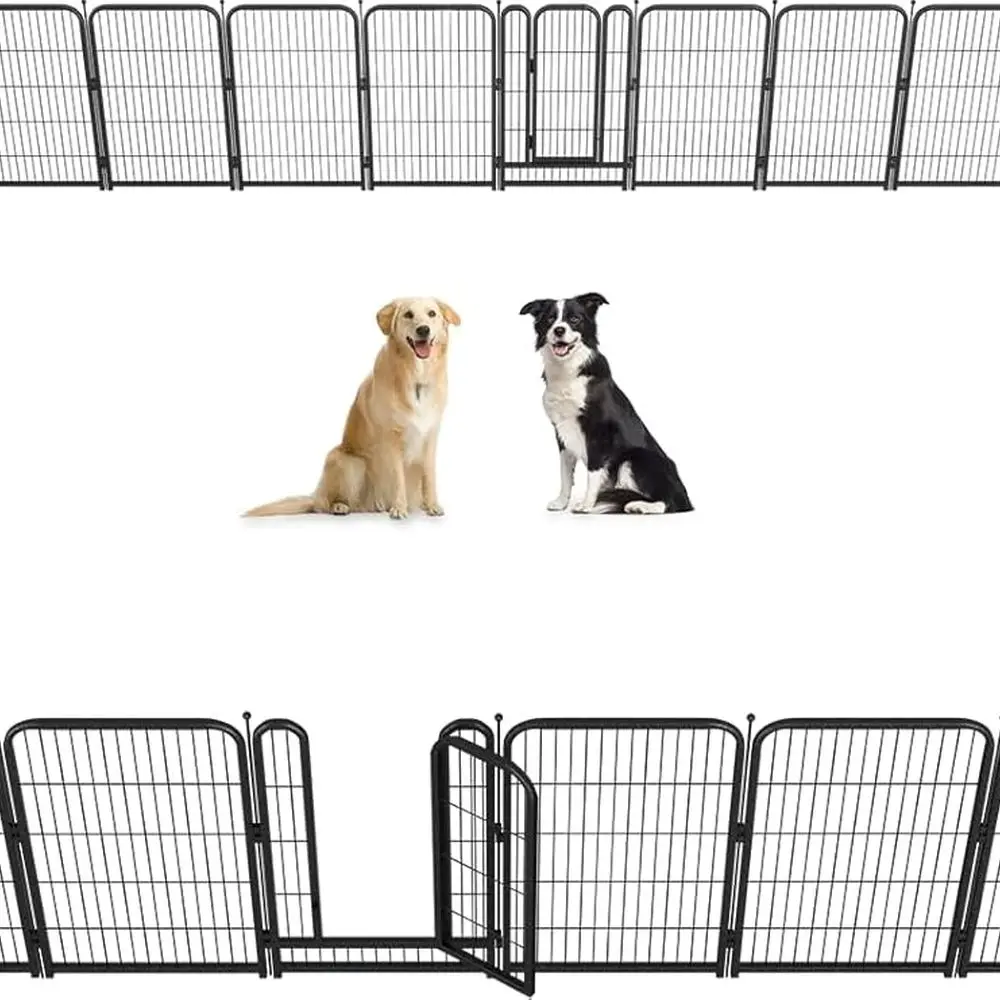 

40 Tall Metal Dog Playpen with 32 Panels - Suitable for Large, Medium & Small Dogs, Indoor/Outdoor Use, Ideal for Camping, Yard,