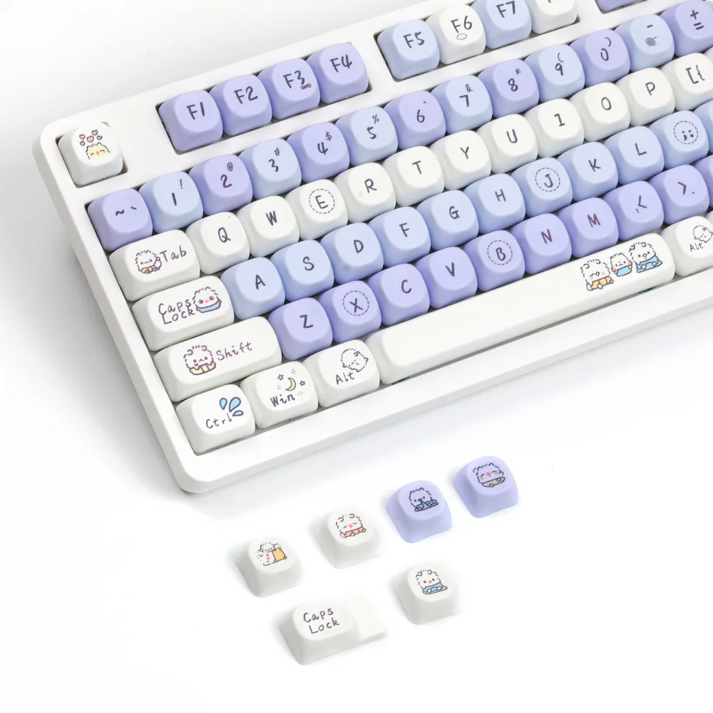 Cloud Meow Meow Kitten PBT Thermal Sublimation Keycap MOA Highly frosted opaque cross Mechanical shaft Universal