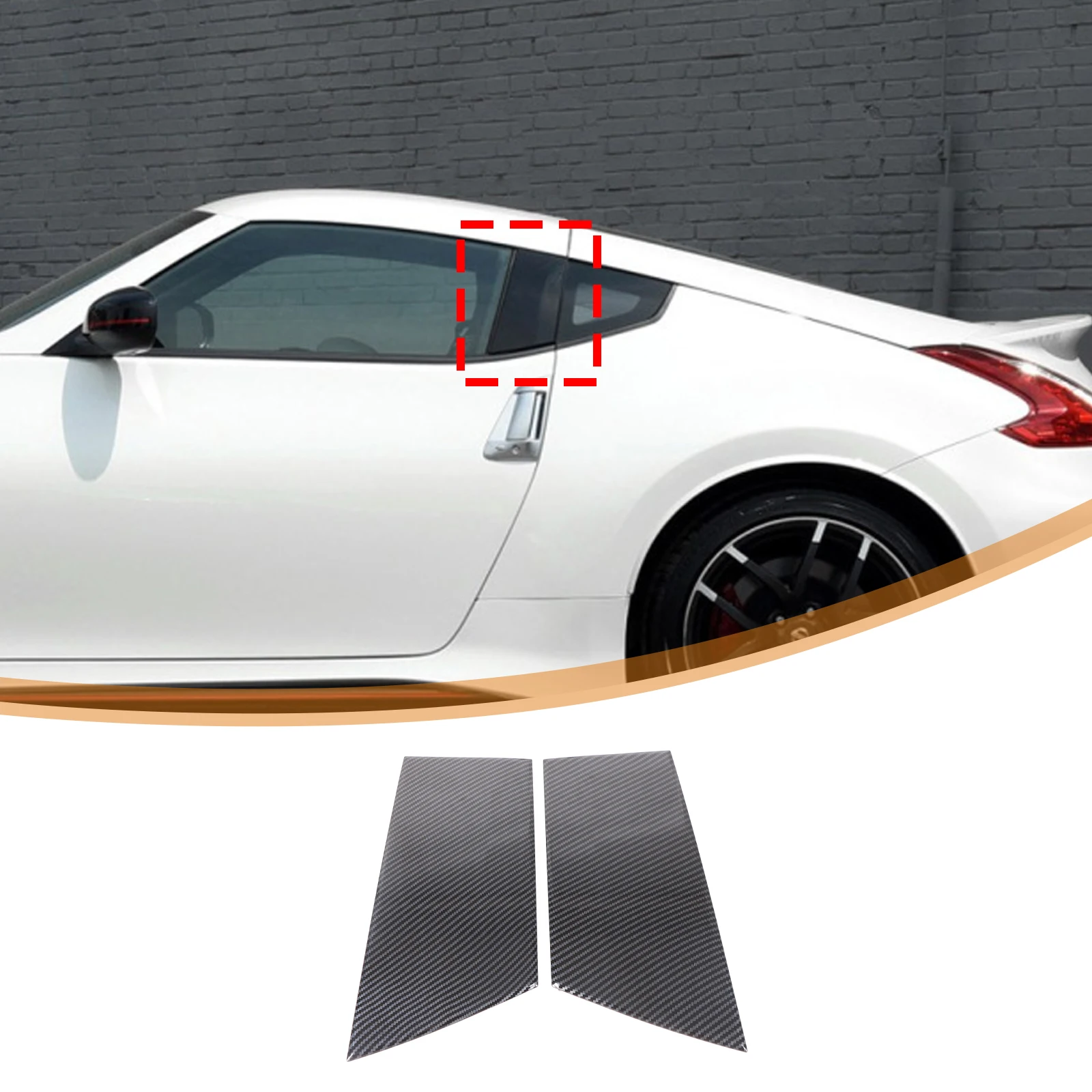 For Nissan 370Z Z34 2009-2020 ABS Carbon Fiber Mid-column Decorative Panel Automotive Window Mid-column Decorative Accessories